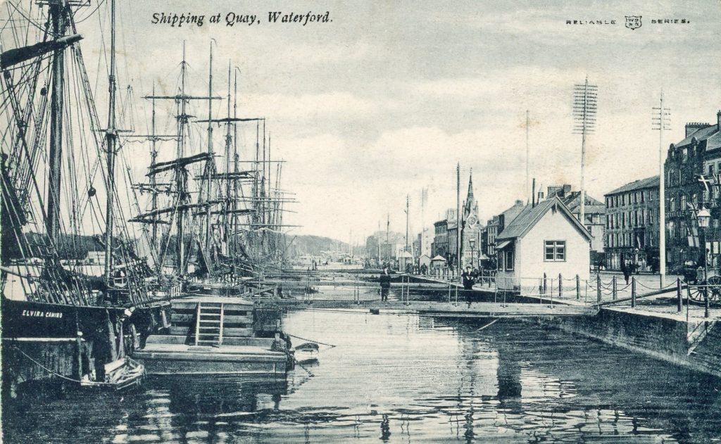 Sailing vessels moored at Waterford Quay