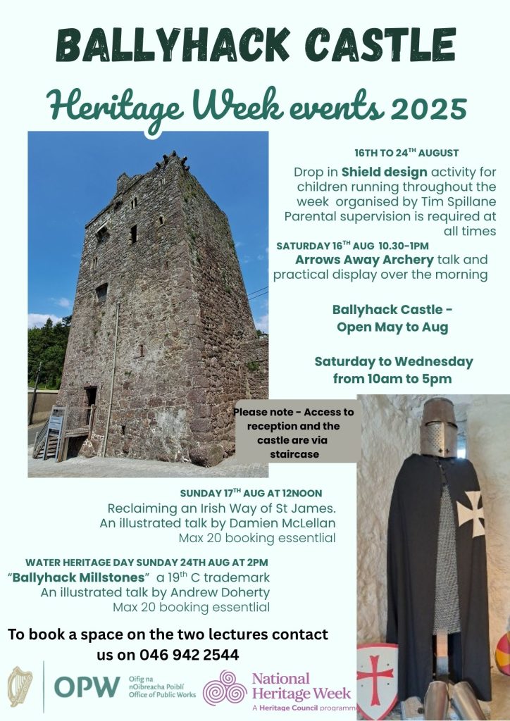 Poster promoting events at Ballyhack Castle for Heritage Week 2025